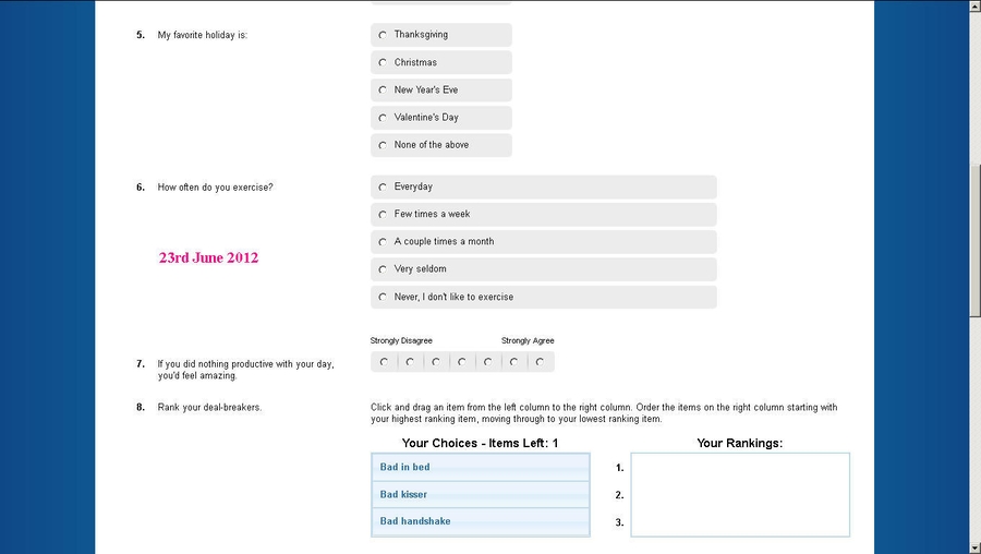 dating questionnaire